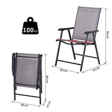 Set 4 Sedie da Giardino 58x64x94 cm in Textilene Miozzi Sanders Grigio e Nero