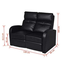 Festnight Divano Home Cinema 2 Posti Reclinabile in Pelle Artificiale Nera