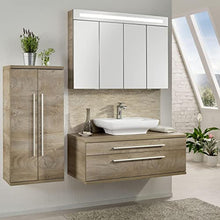 FACKELMANN Set di mobili da bagno Stanford 4 pezzi, con mobiletto sospeso e lavabo da appoggio 110 cm, con specchio a LED