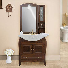 Shop Chic Arredo bagno 85cm con specchio e pensile arte povera color noce