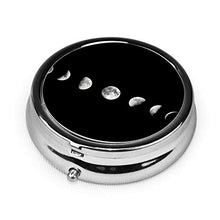 Cool Moon Phases - Contenitore rotondo per pillole a 3 scomparti, in metallo, per medicina e vitamina