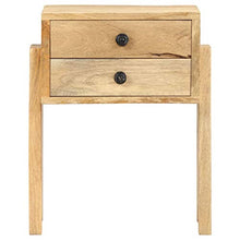 FAMIROSA Comodino 40x35x50 cm in Legno Massello di Mango（Marrone