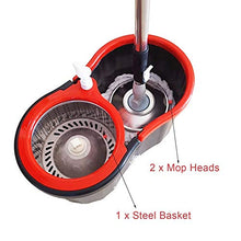 SSAYY Spray Mop 360 Rolling Magic Floor Spin Mop Secchiello per Centrifuga A Mani Libere Set Pedale Mop Rotante per Pavimento con 2 Testine in Microfibra