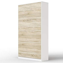 SMARTBett Letto a Scomparsa Basic Letto Ribaltabile Letto a Muro (90x200 Verticale, Bianco/Rovere Sonoma Parte Frontale)
