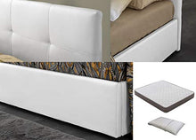 SARDAMATERASSI - Letto piazza e mezza con Box Contenitore similpelle bianco touch + Materasso piazza e mezza altezza 20 cm+ Guanciale memory foam saponetta