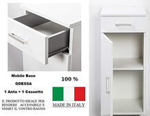 ODESSA Base 30 - Mobile Base Bagno. 1 Anta + 1 Cassetto - Colore a Scelta. (Bianco Effetto Lucido)