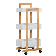 BLWX LY Carrello a 3 Piani di Piccole Dimensioni con Ruote ， Utilità Carrello Organizer Rack di stoccaggio for casa e Ufficio ， Facilità di Montaggio ， bambù