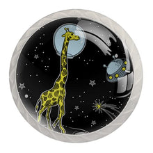 Maniglie per cassetti Manopole per cassetti Manopole rotonde Confezione da 4 per armadietto, cassetti, cassettiere, cassettiere ecc - Giraffa In Un Casco Cosmico