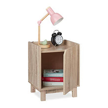 Relaxdays Comodino con Anta, 50x40x35 cm, Tavolino Basso Salotto e Camera da Letto, Armadietto con Bordo, Effetto Legno, PB (Particle Board), Marrone Chiaro