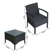 Outsunny Set Mobili da Giardino 3pz Set 2 Sedie e Tavolino con Cuscini Poly Rattan