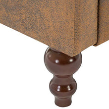 SKM Divano Chesterfield a 2 Posti in Tessuro Scamosciato Marrone