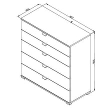 Cassettiera a 5 cassetti - Vincent - 90 cm, Bianco opaco