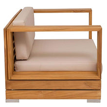 Teako Design Divano da esterno Korsika, 2 posti, in legno di teak, non trattato, resistente alle intemperie, da giardino