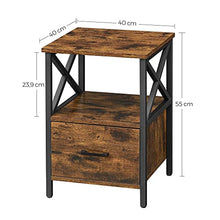 VASAGLE Comodino, Tavolino, con Ripiano Aperto, Cassetto, 40 x 40 x 55 cm, Marrone Vintage e Nero LET508B01
