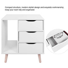 Comodino Changor, utilizzabile come comodino compatto con design a scomparsa, tavolino in truciolato (bianco)