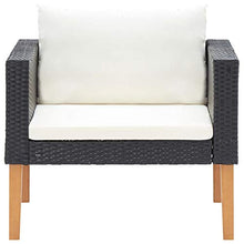 Tidyard Divano da Giardino Singolo con Cuscini in Polyrattan Nero