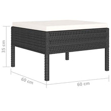 SKM Set Divani da Giardino 6 pz con Cuscini in Polyrattan Nero (40kg) Nero-6962