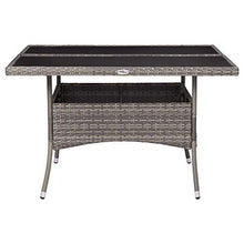 FAMIROSA Tavolo da Pranzo per Giardino in Polyrattan Grigio e Vetro-6190