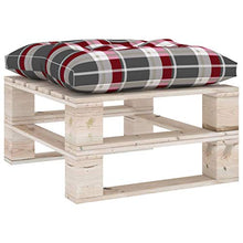 vidaXL Pouf da Giardino Pallet Cuscino a Quadri Rosso Legno di Pino
