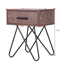L.W.S Mobili per Camera da Letto Display del tavolino da Comodino per Comodino da Comodino con Gambe in Acciaio e 1 cassetto