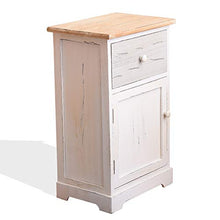 Rebecca Mobili Comodino, Paulownia, Bianco Marrone, 56 x 35 x 25 cm