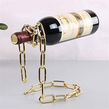 Scaffale per vino magico, sospensione, in ferro, per vino, per cucina, sala da pranzo, cantina, bar (colore: oro)