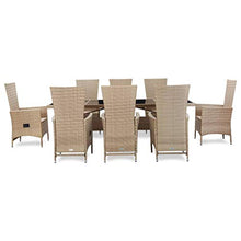 SKM Set da Pranzo da Giardino 9 pz con Cuscini in Polyrattan Beige-6048