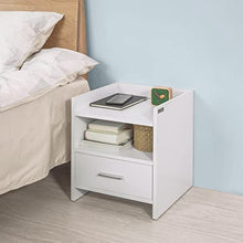 SoBuy Comodino Bianco, Comodino Letto con cassetto FBT66-W