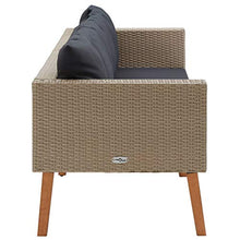 OUSEE Divano da Giardino a 3 Posti con Cuscini in Polyrattan Beige