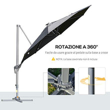 Outsunny Ombrellone a Braccio per Esterno, Giardino o Terrazza con Luci a LED e Angolazione Regolabile, Grigio