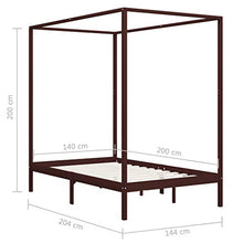 SKM Giroletto a Baldacchino Marrone Scuro Massello Pino 140x200 cm