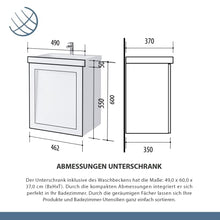 Planetmöbel Mobiletto da bagno in ceramica per ospiti, 50 cm (bianco opaco)