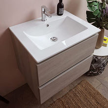 Kiamami Valentina MOBILE BAGNO CON CASSETTI E LAVABO CERAMICO + LUCE A LED 60 CM OLMO LEONE | BERLIN