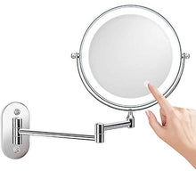 SHY Specchio ingranditore con Luce 10x Grande Specchio da Barba a LED da Parete, Specchio per Trucco da Bagno a Doppio Lato Girevole Specchio per Il Trucco-Pulsante a sfi