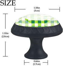Pattern plaid verde chiaro verde scuro Pomelli per Porta Set di 4 Pomelli per Mobili Manopole per Cassetti Cucina Armadio Vetro
