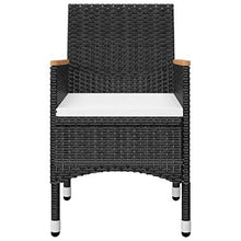 SKM Set da Bistrot per Giardino 3 pz in Polyrattan e Vetro Nero (11kg) Nero-8364