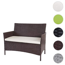 Mendler Serie Halden per l'esterno Divano Sofa 2 posti polyrattan Marrone con Cuscino Avorio