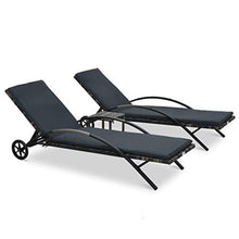 CCLLA Lettini Prendisole con Tavolo in polyrattan Antracite Composto da 2 lettini Prendisole e 1 tavolino