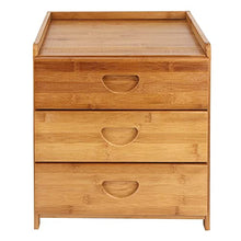 Piccola Cassettiera in Legno di Bambù, 3 Cassetti, Cassettiera comò Camera da Letto, Comodini Letto Moderni, 36 x 31 x 40 cm