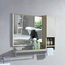 AJH Specchio da Bagno Rettangolare Moderno e Minimalista in Acciaio Inossidabile con pratici armadi Laterali e portasciugamani monostrato Portaoggetti da Parete per Bagno Uno