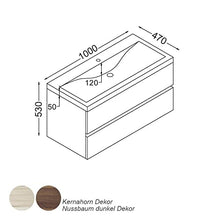 KZOAO Paris - Set lavabo, 100 cm, colore: Noce