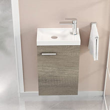 24010555 Baikal - Mobile con lavabo e Specchio Toilette, Legno di Rovere Grigio