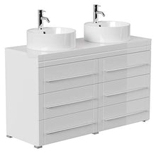 Mobile bagno a terra Memoria Modern bianco lucido con lavabi appoggiati