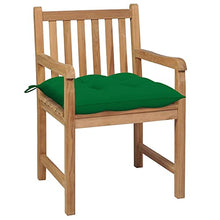 vidaXL Sedie da Giardino 2 pz con Cuscini Verdi in Massello di Teak