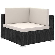 vidaXL Divano da Giardino Set 15 pz in Polirattan Nero Sofa con Cuscini Tavolo
