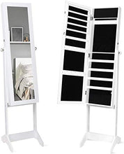gengxinxin Armadietto per Gioielli con Specchio Armadietto per Gioielli con Specchio in Legno Bianco 42 × 36,5 × 152