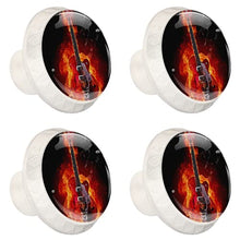 4 pcs White Cabinet Knobs for Kitchen Cabinets Bedroom Wardrobe Dresser Drawers Fire electric guitar