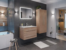 Set di mobili da bagno Firenze 80 (4 parti/B) rovere chiaro e specchio a LED