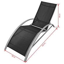 vidaXL Set Lettini Prendisole con Tavolino 3 pz Nero in Alluminio da Giardino