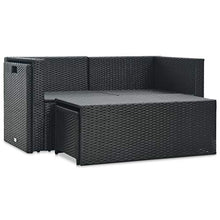 SKM Set Divani da Giardino 6 pz con Cuscini in Polyrattan Nero (48.4kg)